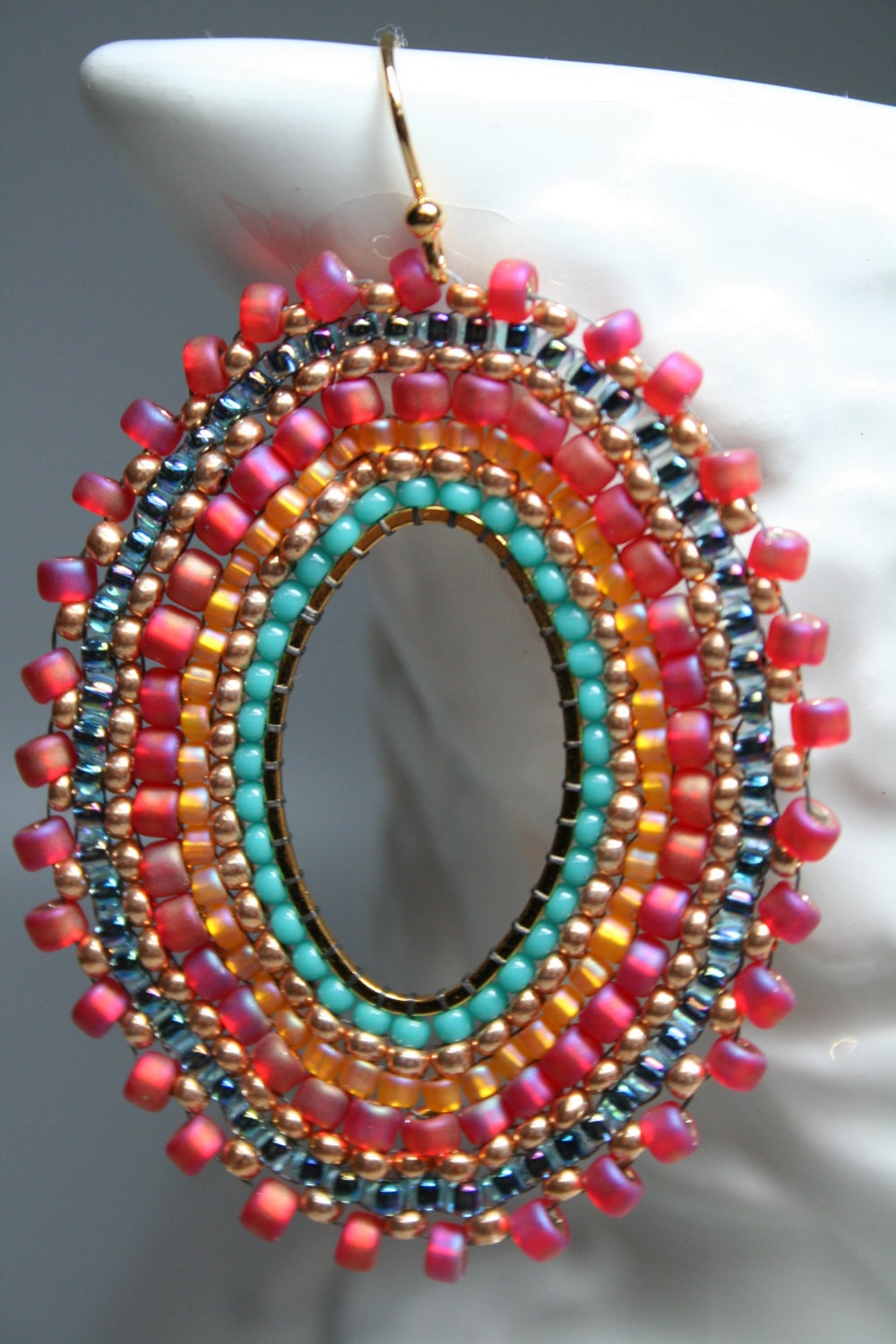 Spanish Dance seed bead earrings hoops gypsie style