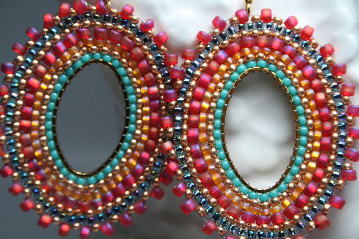 Spanish Dance seed bead earrings hoops gypsie style