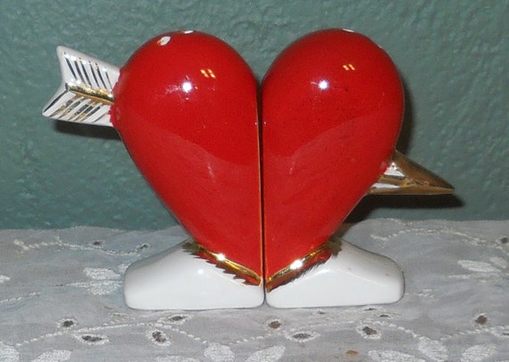 Valentines Day Red Heart Arrow Salt and by honeysucklesheep