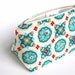 Turquoise Cosmetic Bag / Make Up Bag in Vintage Folk Russian Floral Print - Unique Birthday Gift, Bridesmaid Gift, Handmade Ready to Ship