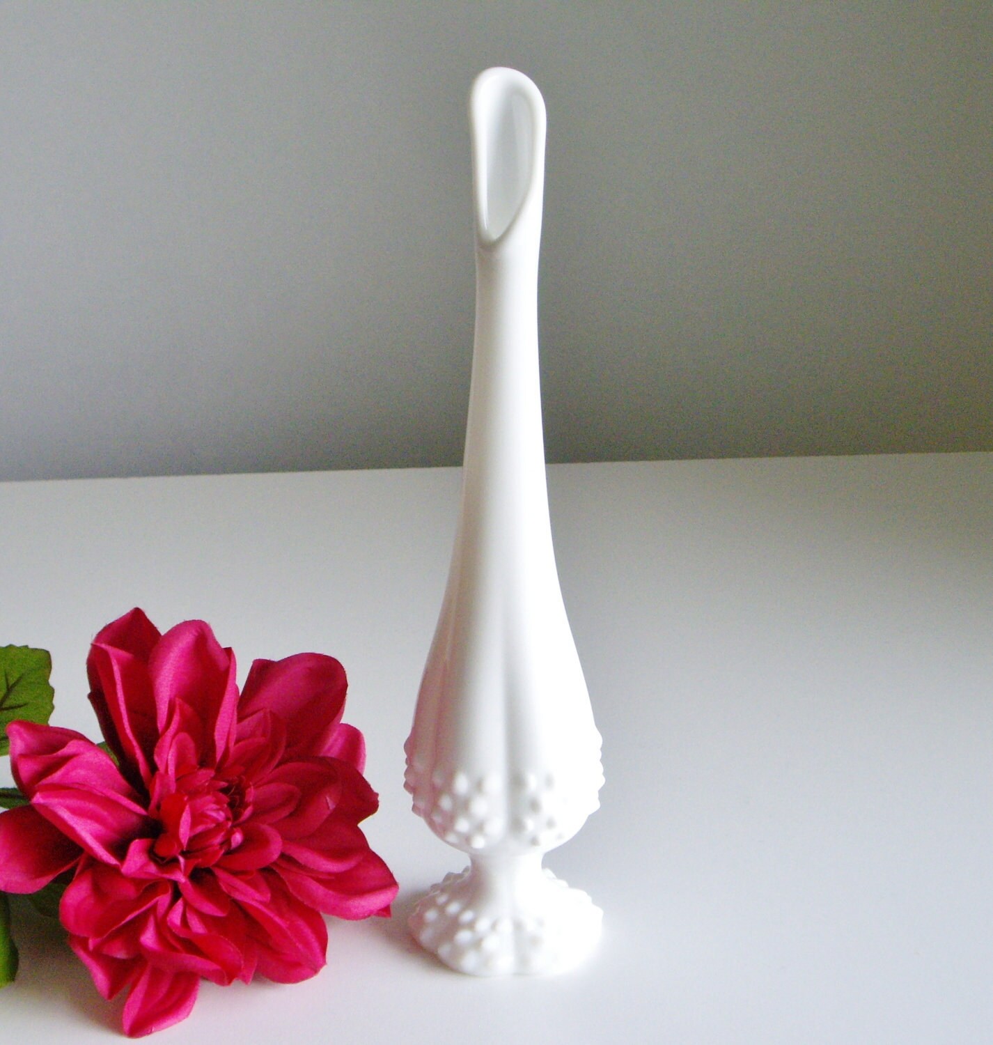 Fenton Hobnail White Milk Glass Bud Vase