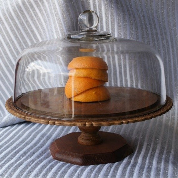 Farm Wooden Cake Stand with Dome