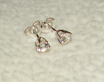Pair of Vintage White Sapphire Earrings 3 CW 6.5MM Faceted