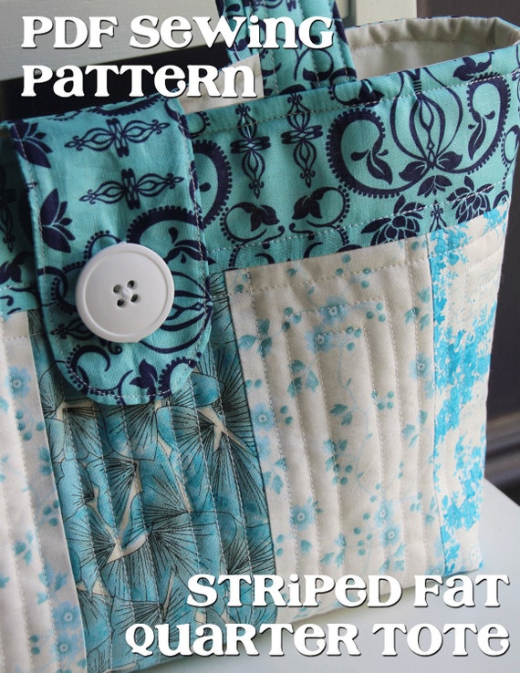 Download Striped Fat Quarter Tote Bag PDF Sewing Pattern