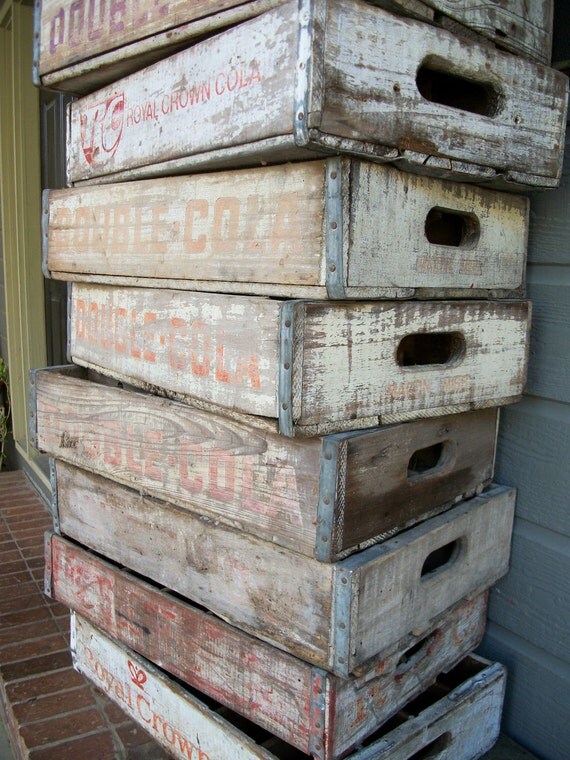 Vintage white soft drink crates