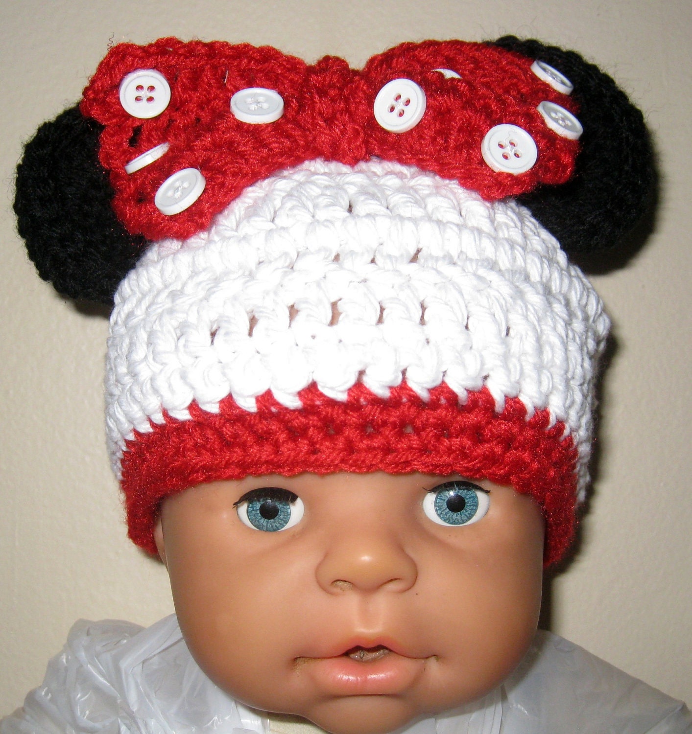 Minnie Mouse Hat Crocheted All Sizes