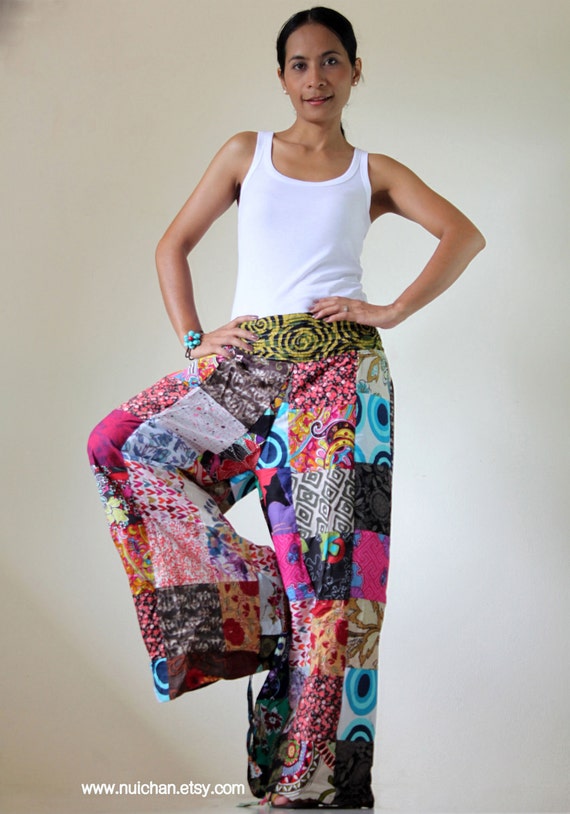 Wide Leg Pants Boho Patchwork : Boho Patchwork Pants by Nuichan