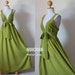 Long Olive Green Maxi Dress Elegant V-styled Neck : Love Party Collection