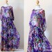 Women Long Maxi Chiffon Half Sleeve Purple with Flower Print : Smooth as Silk Collection