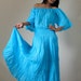 Long Kaftan Maxi Dress Tie Dye Light Blue Boho Cotton Gown : Exotic Collection