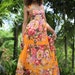 Bohemian Sleeveless Orange Flower Print Long Maxi Dress : Hippie Chickie Collection