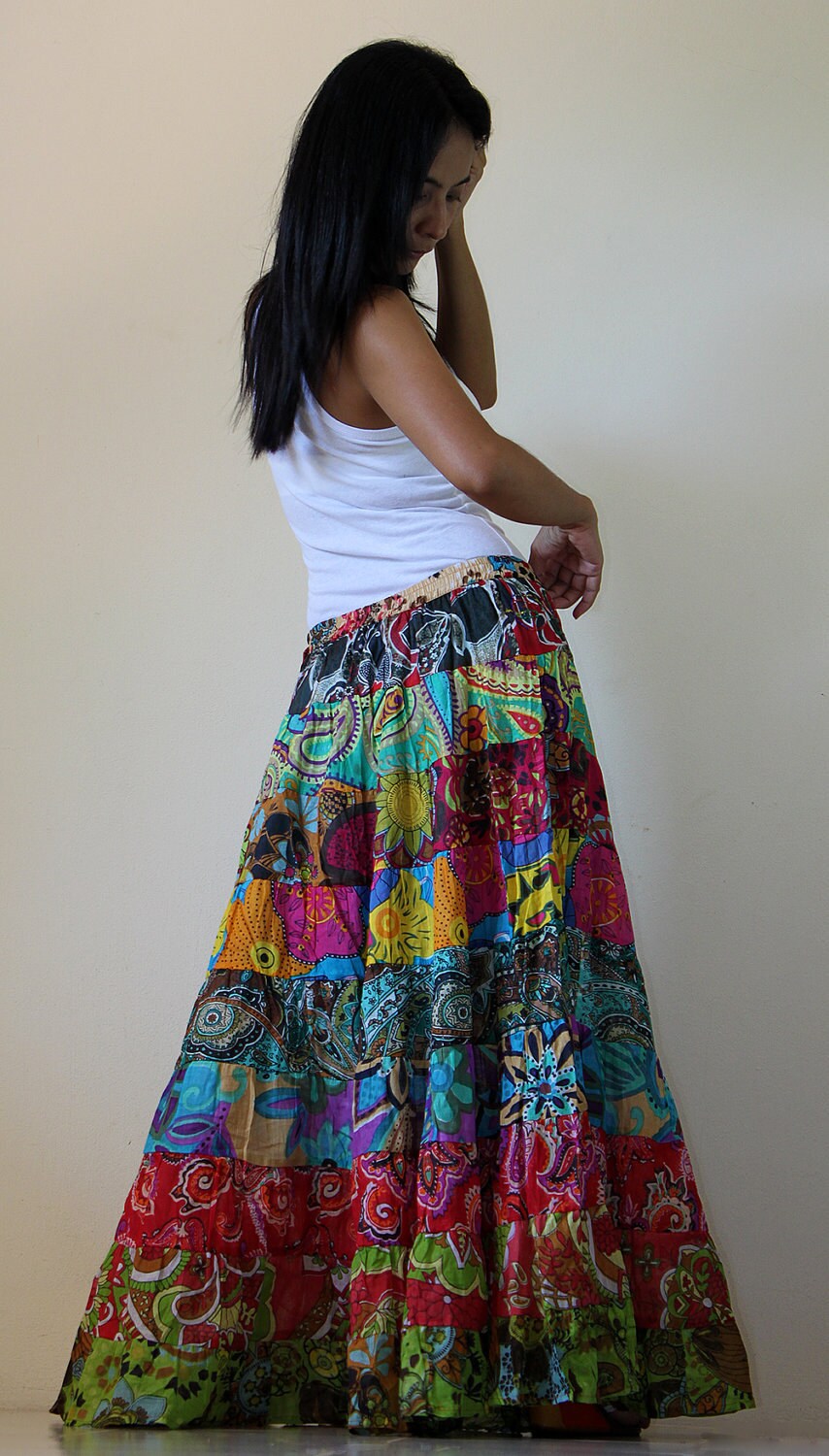 Long Patchwork Maxi skirt : Boho Patchwork Collection II