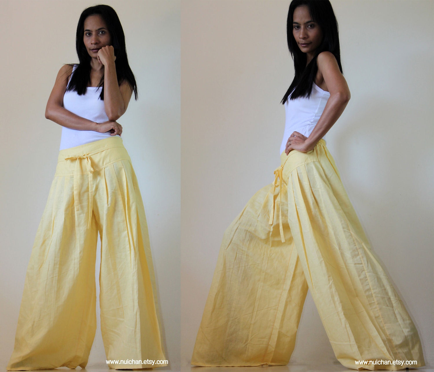 linen wide leg pants plus size - Pi Pants