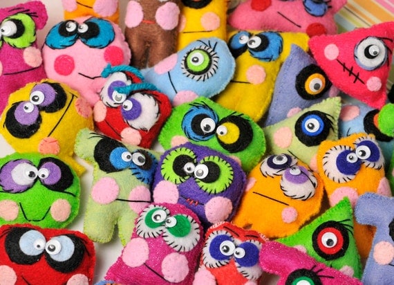 Items similar to Cute felt mini monsters. Cute favors for kids and ...