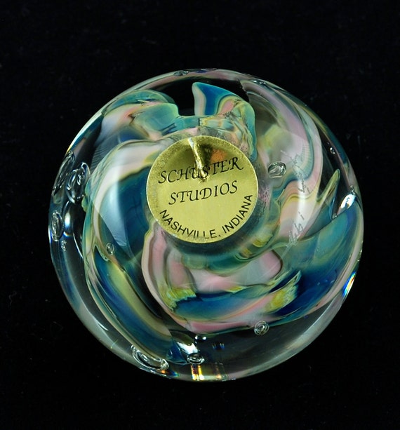 Schuster Studios Artist Signed Glass Paperweight