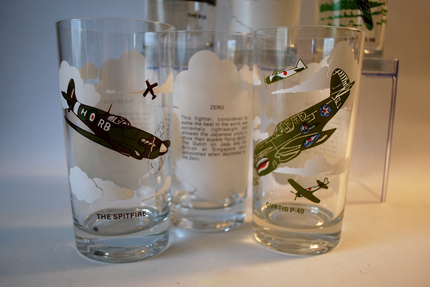 Vintage Airplane Drinking Glasses Set of 6