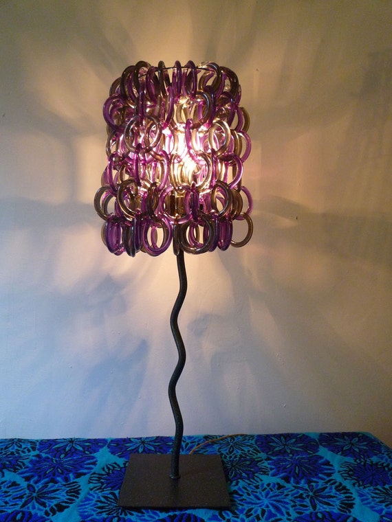 Items similar to Upcycled Shower Curtain Ring Table Lamp Bernadette