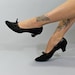 1950s Vintage Shoes...LIKE THE LADY Spring Fashion Black Lace Mesh Short Heel with Patent Leather Trim by Paradise Kittens Size 8.5