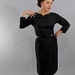 Reserved 1950s Vintage Dress...Classic Black Sheath Dress with Three Quarter Sleeves and Bow Detail Size Medium