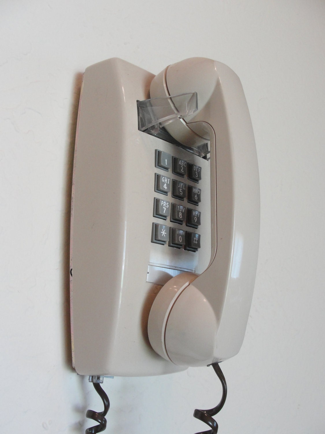 Vintage Wall Phone Push Button Retro Beige