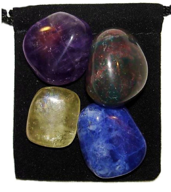 SPIRITUAL AWARENESS Tumbled Crystal Healing Set 4 Gemstones