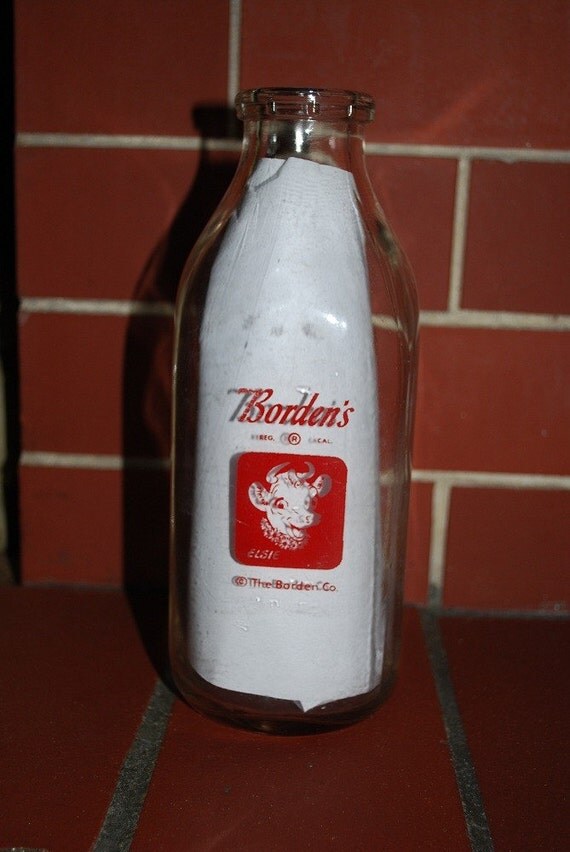 Vintage Glass Bordens Elsie the Cow Milk Bottle