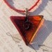 Glass Pendant, Glass Necklace in Red and Orange, Hand Painted, Necklace with Glass and Acrylic beads, Silver Plated Bail