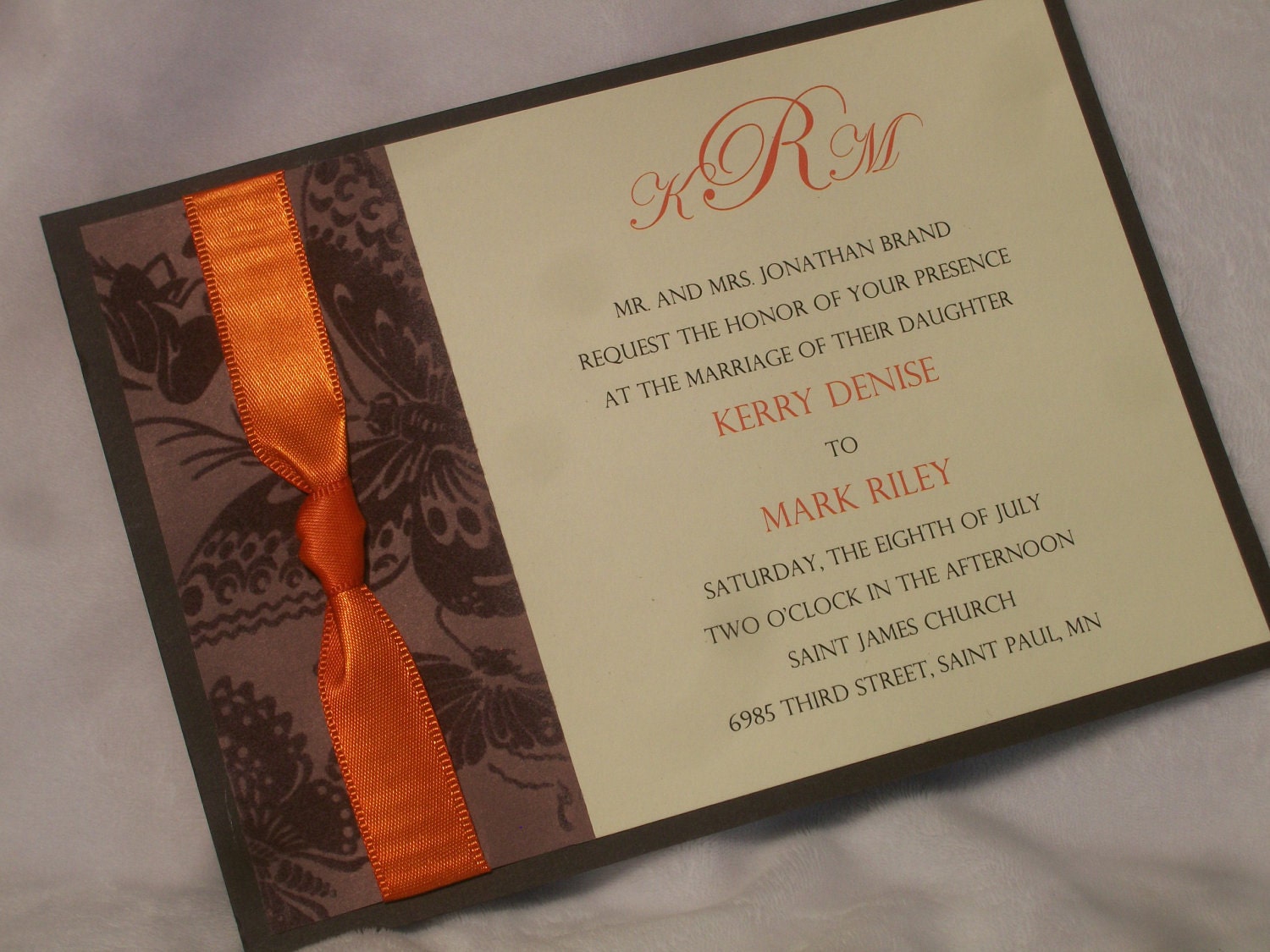 Burnt Orange And Chocolate Wedding Invitations 3