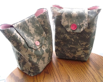 Pink & ACU Gift Bags Reusable Army Camouflage Military Camo Modern Gift Wrap Alternative (Set of 2) --US Shipping Included
