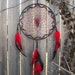 Dream catcher Large Red and Black with Carnelian gemstone and Swan feathers