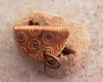 Etched Copper Pendant Bail, .875" x .5", Crazy Dots