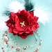 Sale. Gypsy Flower Fascinator Belly Dance Draping Tribal Beads blood red Silk Flower White black Feathers Gothic Hair Headpiece