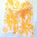 Hand Painted Silk Scarf, Orange Peel Yellow Hanabi Flowers Scarf. Spring Fashion. Silk Chiffon Scarf. 7x50 in. Made to Order.