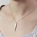 Gold Hammered Bar Necklace - 14k gold fill skinny golden bar with crystal accent