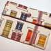 Card wallet / gift card holder in multicolored spool of thread print with purple ribbon