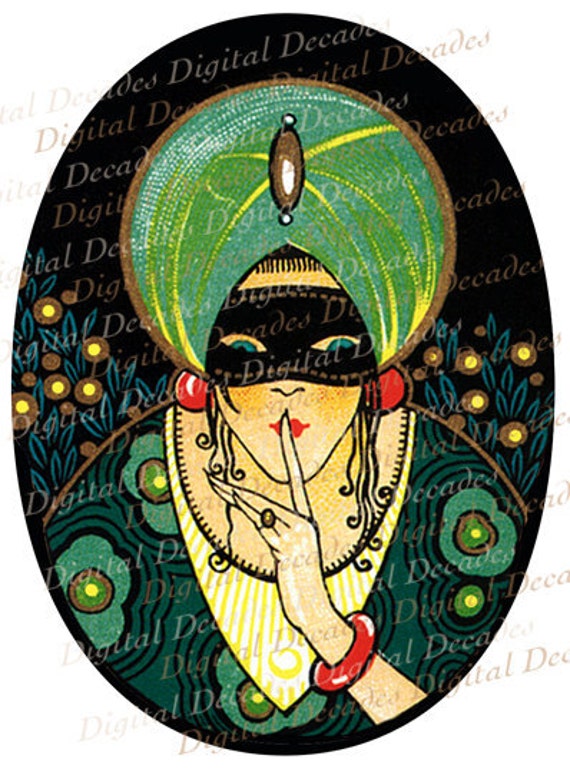 Fortune Teller Art Deco Woman Mystic Halloween Digital