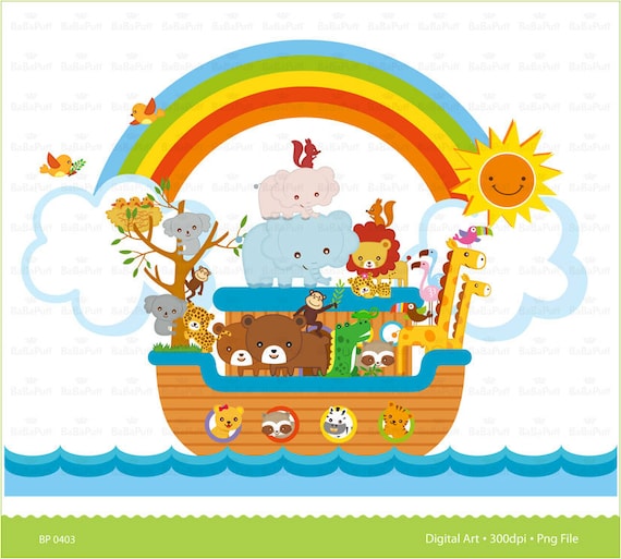 Instant Downloads Digital Noah's Ark Scene Clip Art. For