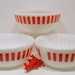 Vintage Hazel Atlas Red Candy Stripe Bowls x 3 Eames