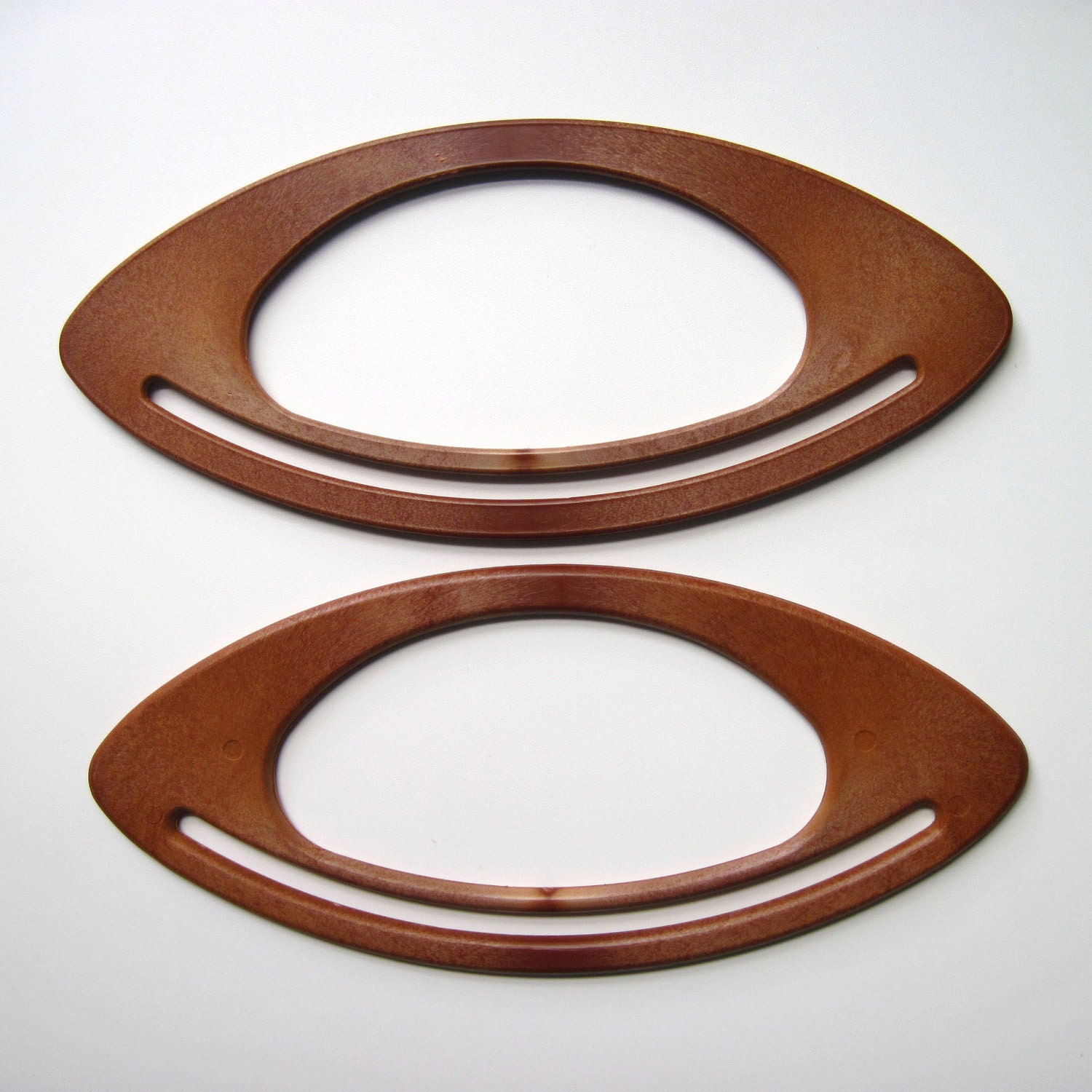 Oval bag Handles pair of oval purse handles brown wooden
