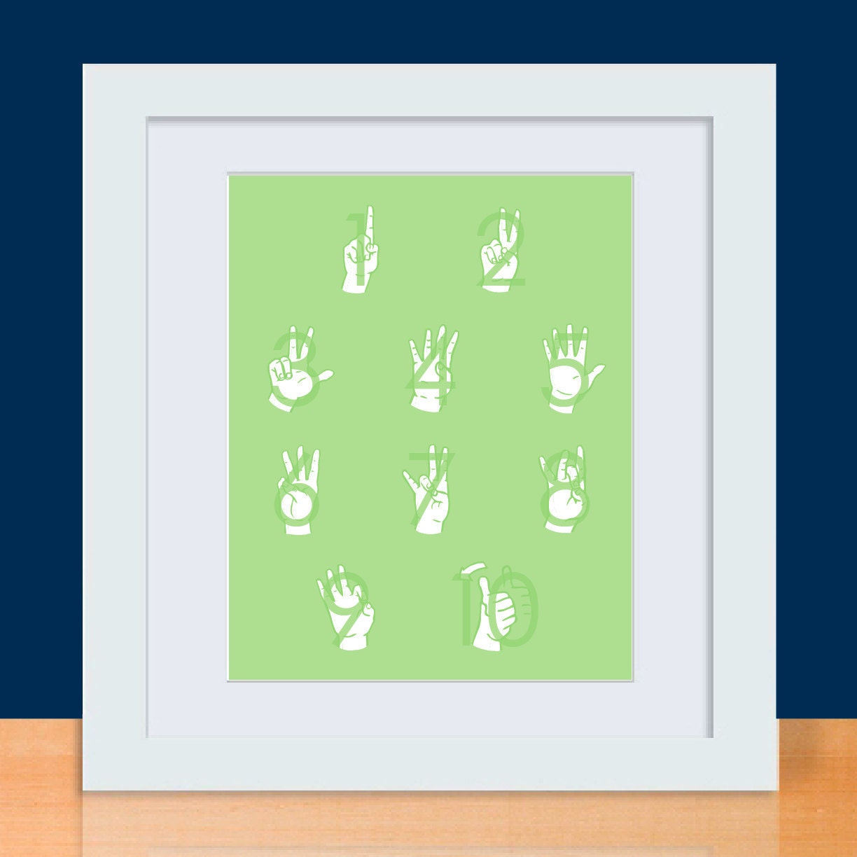 sign language counting art print custom 11 x 14 numbers