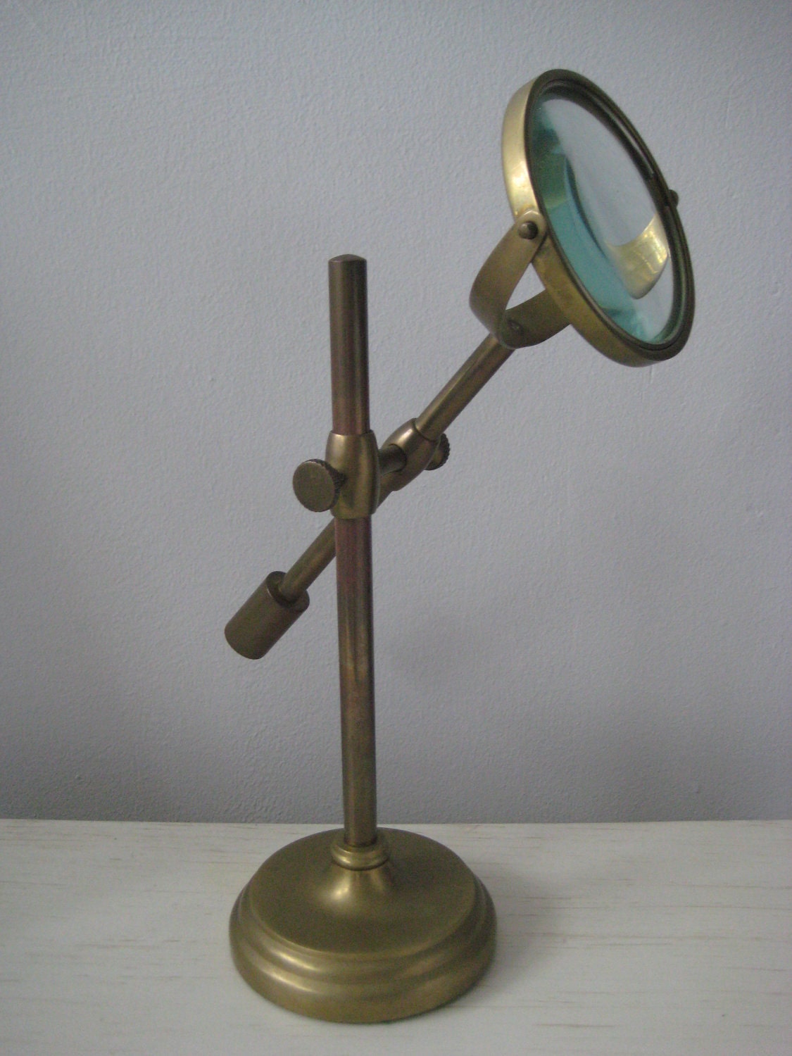 Brass Magnifying Glass with Adjustable Arm