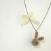 Reclaimed Wool Amigurumi Bunny Rabbit Necklace - Brown and Cream ( Last One)