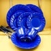 Anacapa Melamine Ware Royal Blue Dinnerware Picnic Set with Silverware