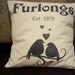 Pillow cover - personalized - lovebirds, hearts, family name and established/wedding date