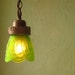 Vintage Pendant Light, Custom Colored Glass Shade