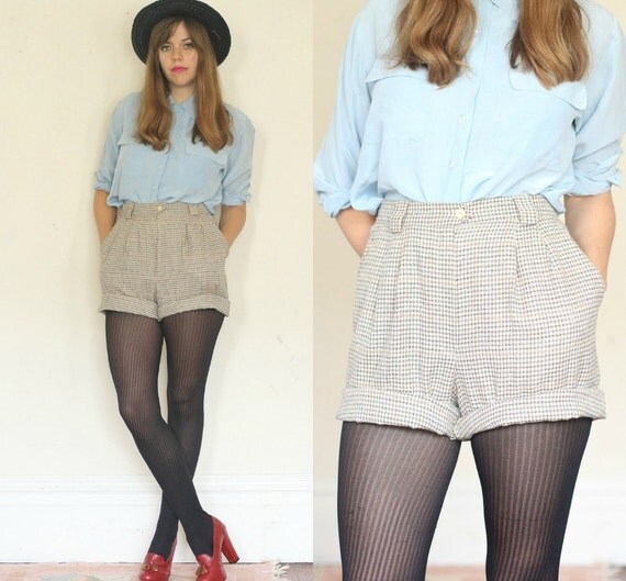 high waisted plaid grandpa shorts M