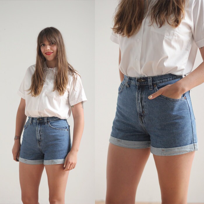 high waisted levi denim shorts m