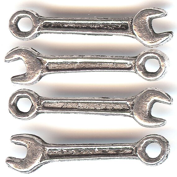 Items similar to COMBINATION WRENCH Charm. Silver Plated Zinc Alloy