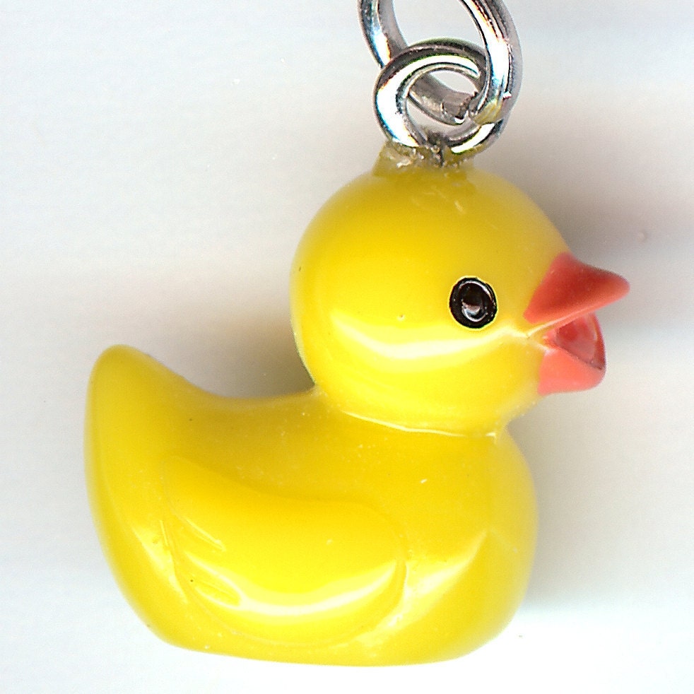 RUBBER DUCKY Charm. Painted Plastic. Duckie. 3D Yellow. dlt