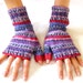 Fingerless Gloves Red Purple Faire Isle pattern